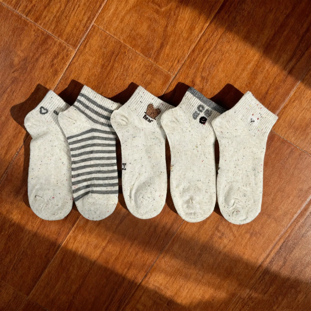 Xuancozy Women's Speckled Ankle Socks (5 Pairs) - Comfortable Daily Wear