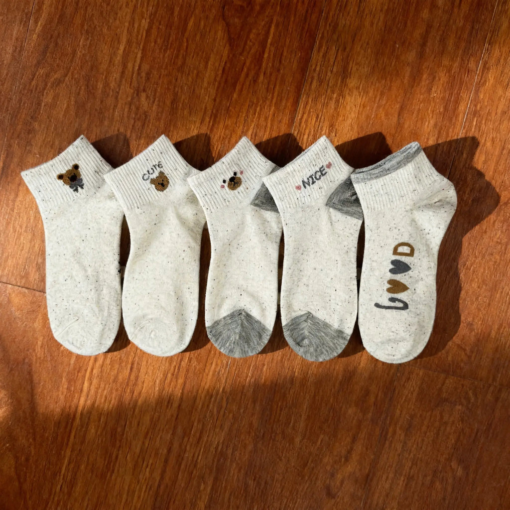Xuancozy Women's Speckled Ankle Socks (5 Pairs) - Comfortable Daily Wear