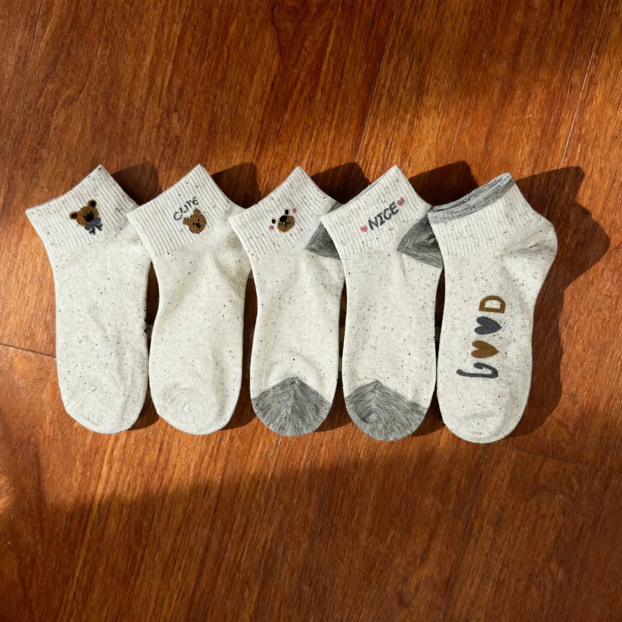 Xuancozy Women's Speckled Ankle Socks (5 Pairs) - Comfortable Daily Wear