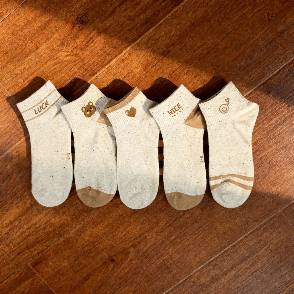 Xuancozy Women's Speckled Ankle Socks (5 Pairs) - Comfortable Daily Wear
