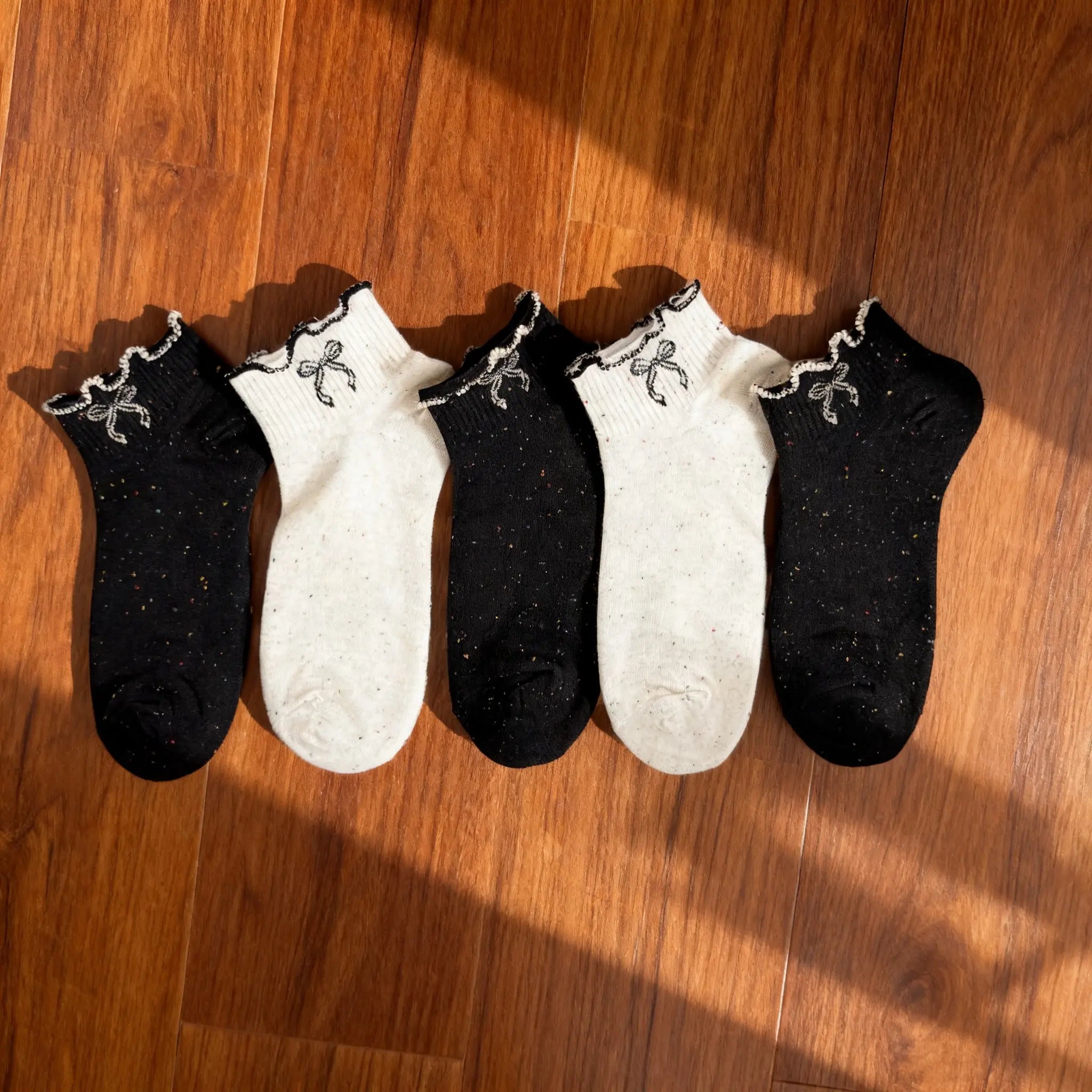 Xuancozy Women's Speckled Ankle Socks (5 Pairs) - Comfortable Daily Wear
