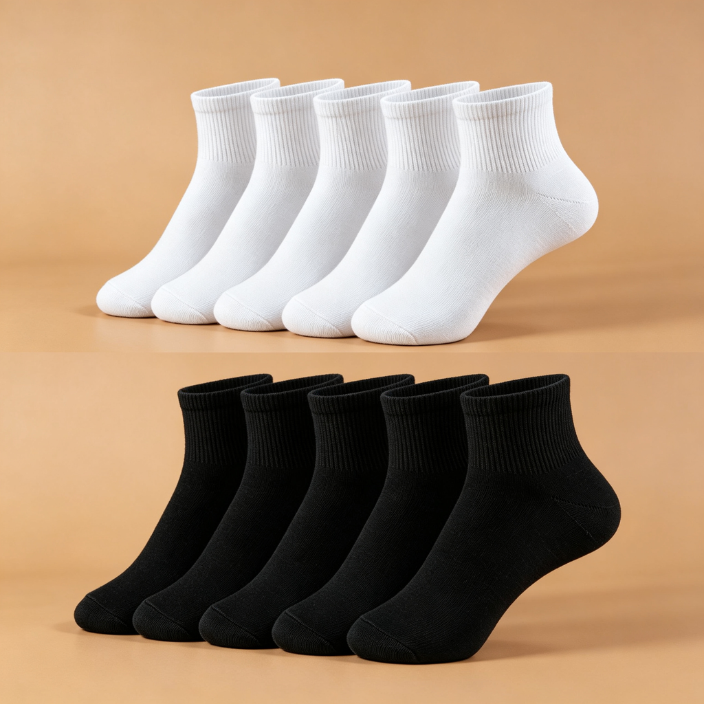 Xuancozy Women's White/Black Ankle Socks(10 Pairs)-Comfortable Daily Wear
