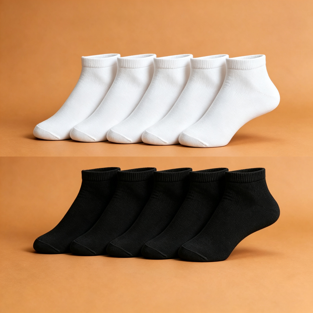 Xuancozy Women's White/Black Low Ankle Socks(10 pairs)-Comfortable Daily Wear