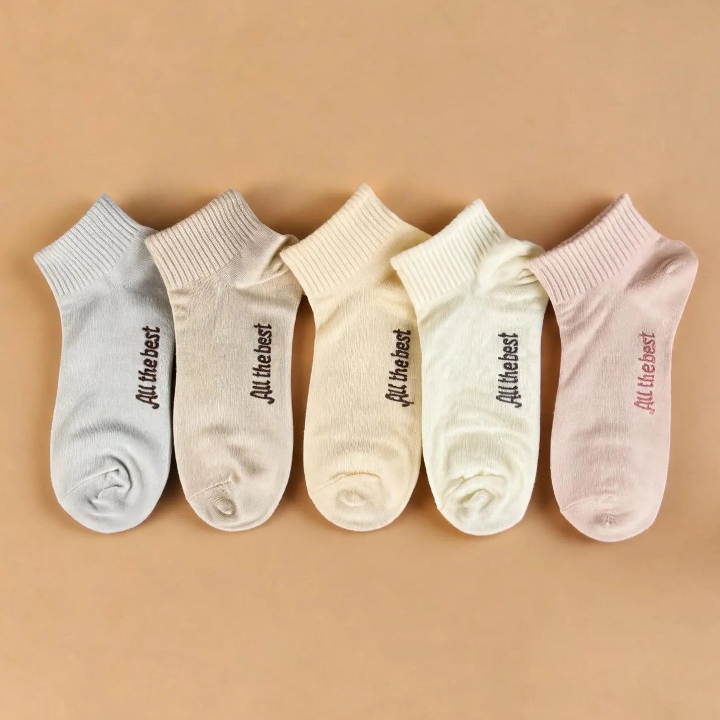 Xuancozy Women's Minimal Floral Ankle Socks(5 Pairs)-Comfortable Daily Wear-10 Designs Available