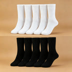 Xuancozy Women's White/Black Crew Socks(10 pairs)-Comfortable Daily Wear