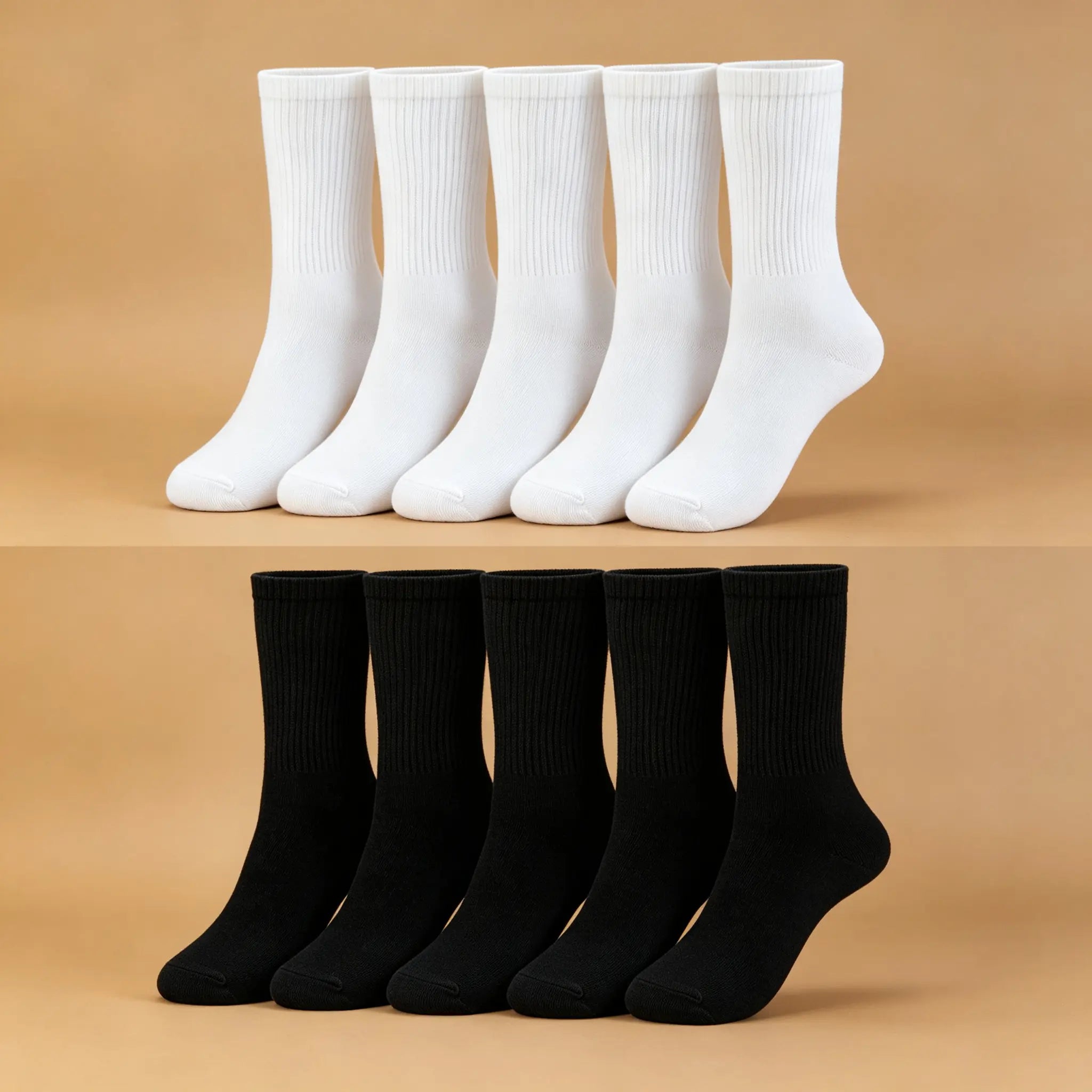 Xuancozy Women's White/Black Crew Socks(10 pairs)-Comfortable Daily Wear