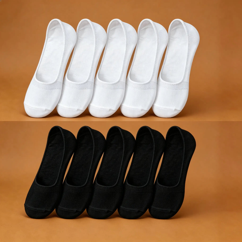 Xuancozy Women's White/Black No Show Socks(10 pairs)-Comfortable Daily Wear