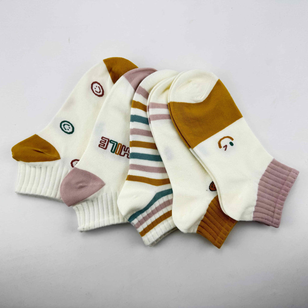 Xuancozy Women's Multicolor Ankle Socks(5 Pairs)-Comfortable Daily Wear