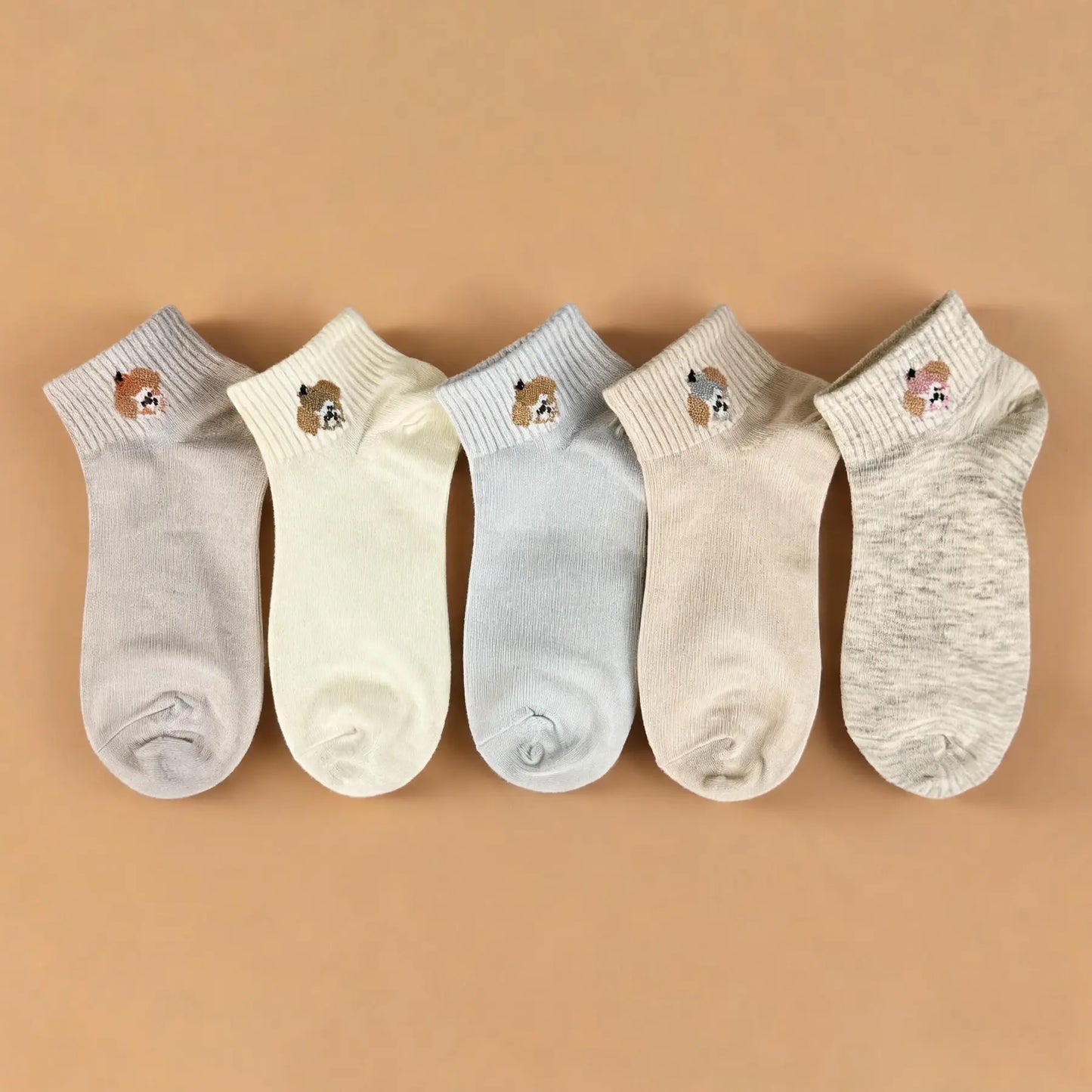 Xuancozy Women's Minimal Floral Ankle Socks(5 Pairs)-Comfortable Daily Wear-10 Designs Available