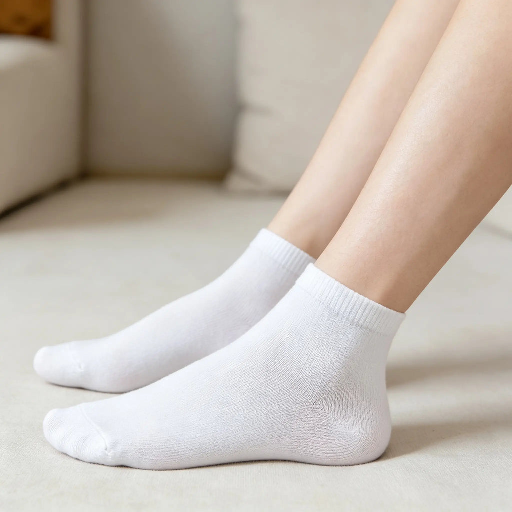 Xuancozy Women's White/Black Low Ankle Socks(10 pairs)-Comfortable Daily Wear
