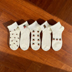 Xuancozy Women's 3D Jacquard Ankle Socks(5 Pairs)-Comfortable Daily Wear
