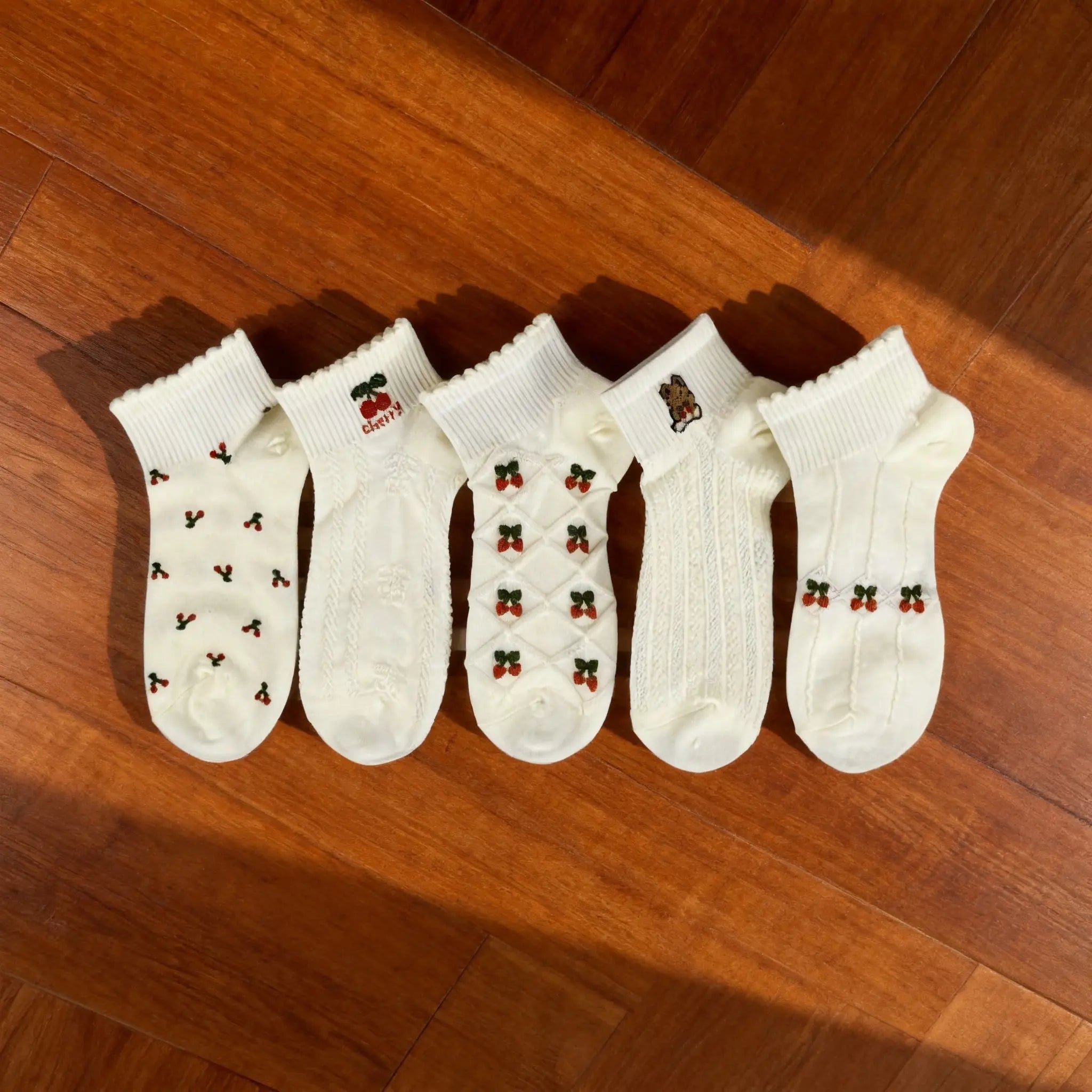 Xuancozy Women's 3D Jacquard Ankle Socks(5 Pairs)-Comfortable Daily Wear