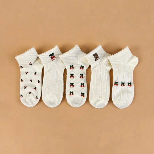 Xuancozy Women's 3D Jacquard Ankle Socks(5 Pairs)-Comfortable Daily Wear-XZTP02W001