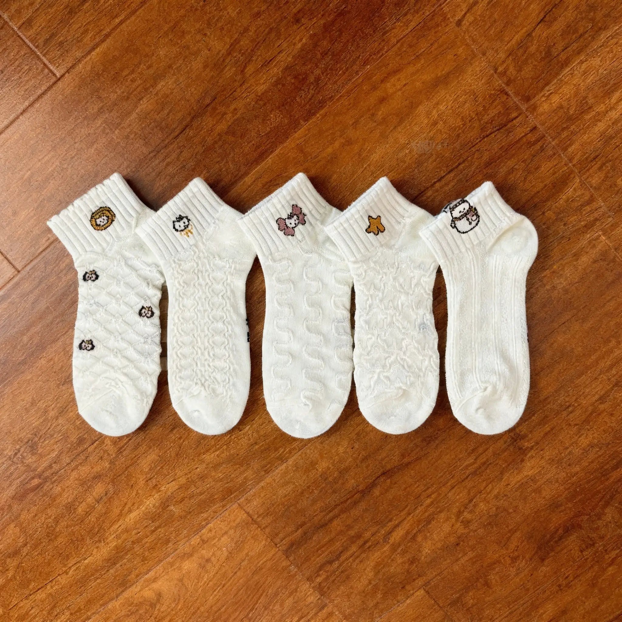 Xuancozy Women's 3D Jacquard Ankle Socks(5 Pairs)-Comfortable Daily Wear