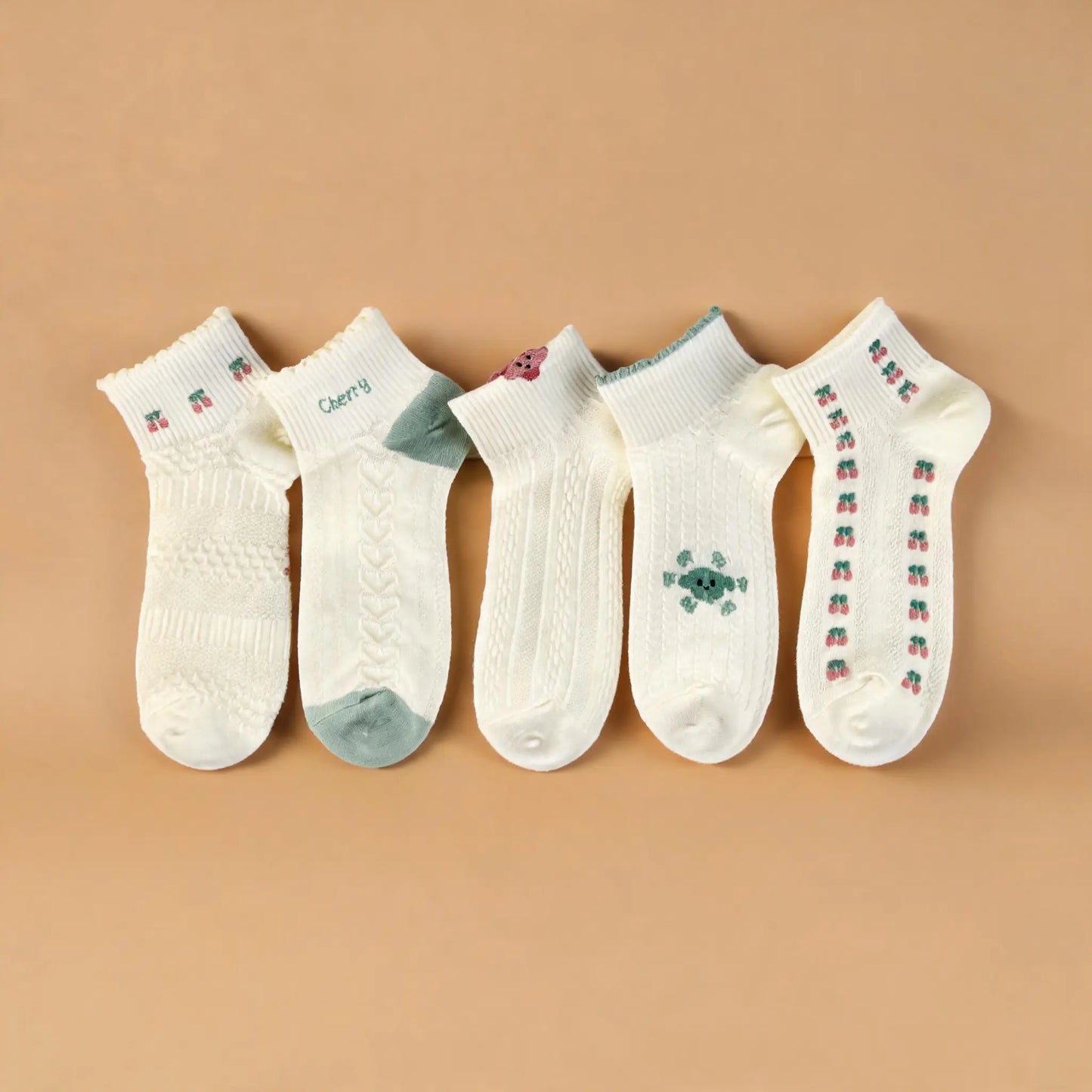Xuancozy Women's 3D Jacquard Ankle Socks(5 Pairs)-Comfortable Daily Wear-XZTP02W006