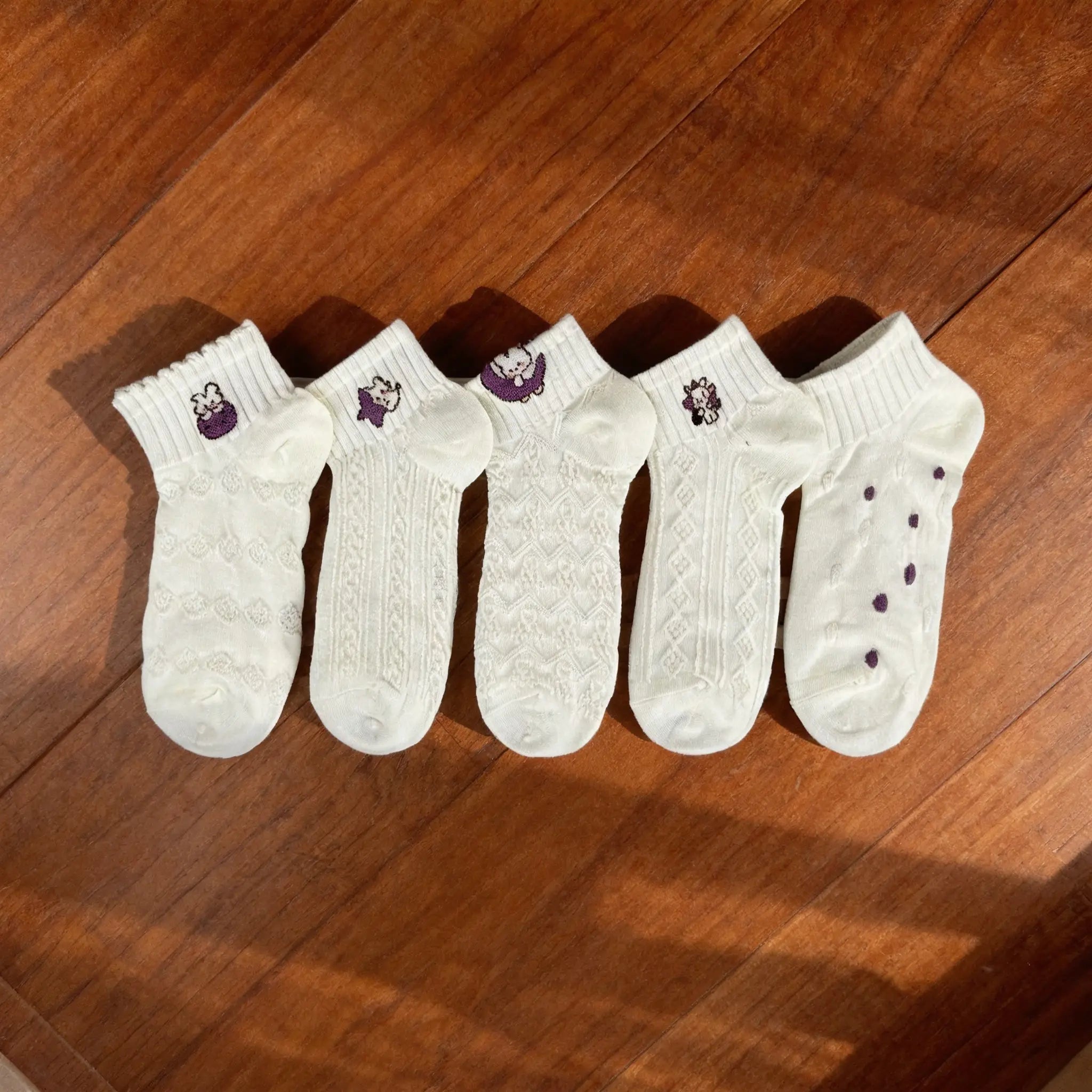 Xuancozy Women's 3D Jacquard Ankle Socks(5 Pairs)-Comfortable Daily Wear