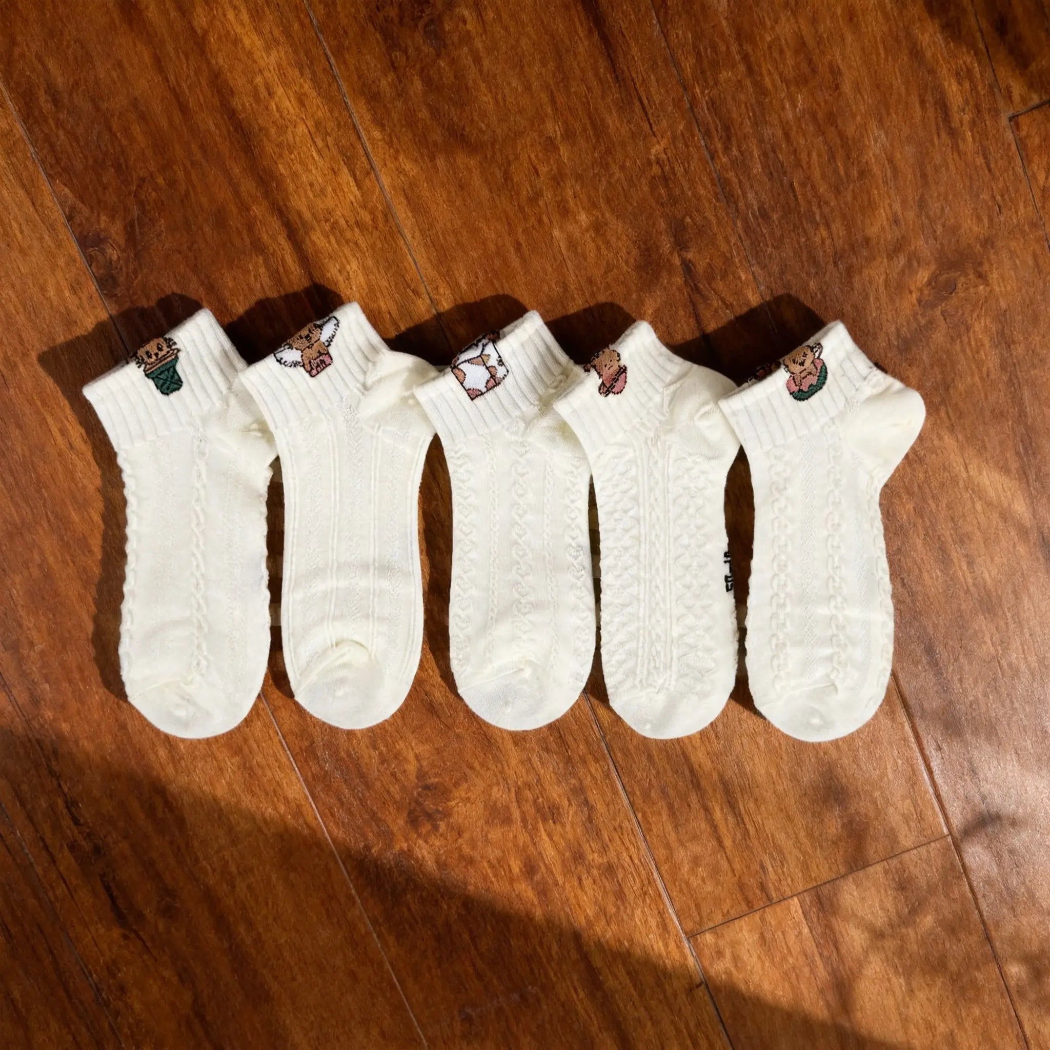Xuancozy Women's 3D Jacquard Ankle Socks(5 Pairs)-Comfortable Daily Wear