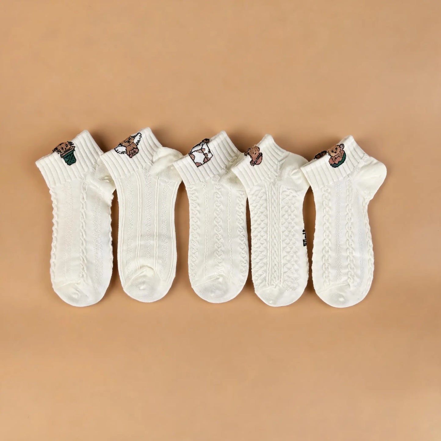Xuancozy Women's 3D Jacquard Ankle Socks(5 Pairs)-Comfortable Daily Wear-XZTP02W009