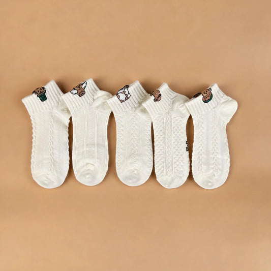Xuancozy Women's 3D Jacquard Ankle Socks(5 Pairs)-Comfortable Daily Wear-XZTP02W009