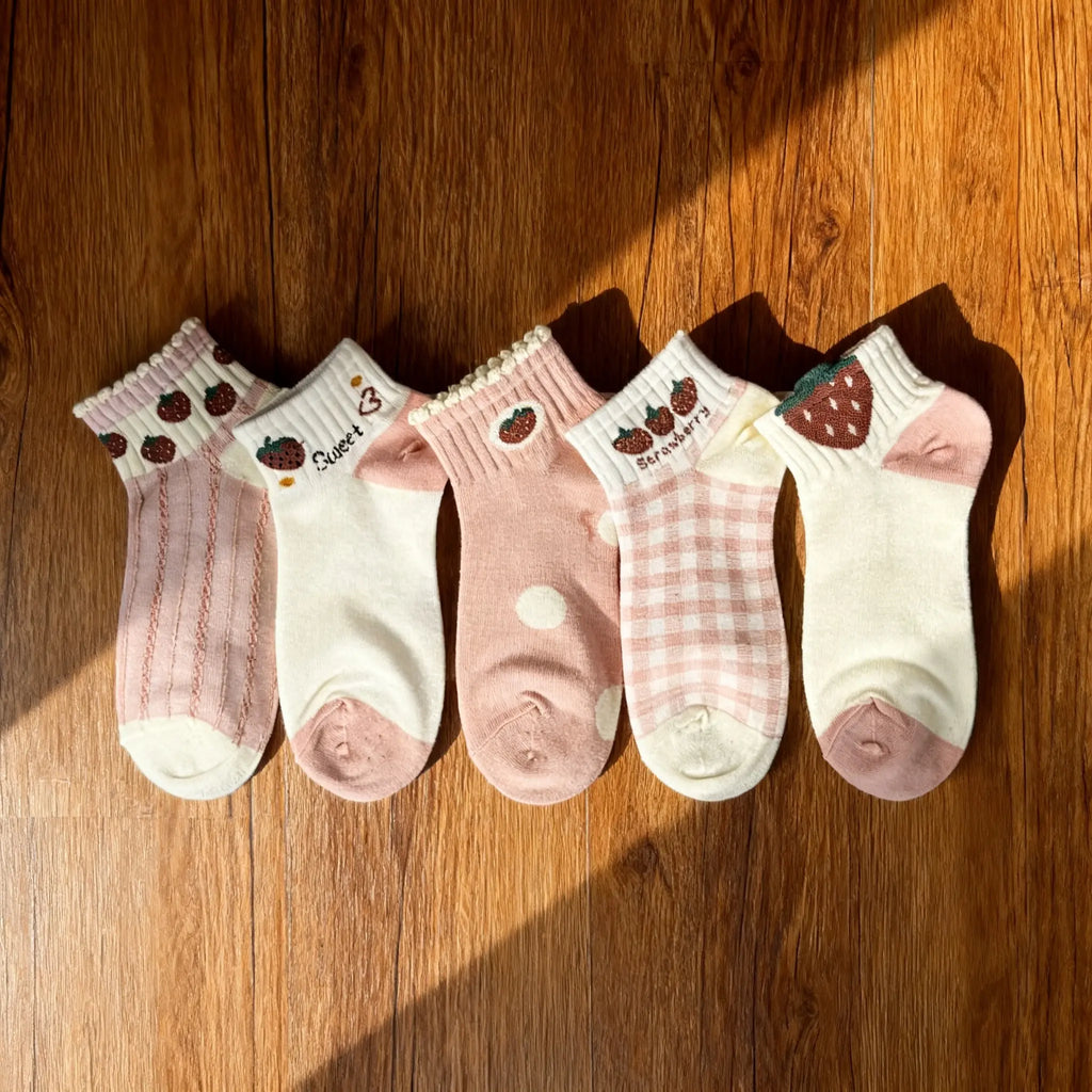 Xuancozy Women's Multicolor Ankle Socks(5 Pairs)-Comfortable Daily Wear