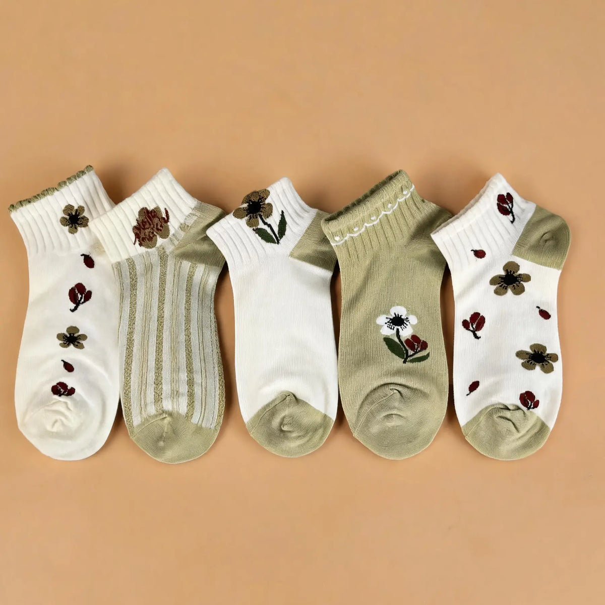 Pick Your Style-Women's Multicolor Ankle Socks(5 Pairs)-Comfortable Daily Wear-14 Designs Available