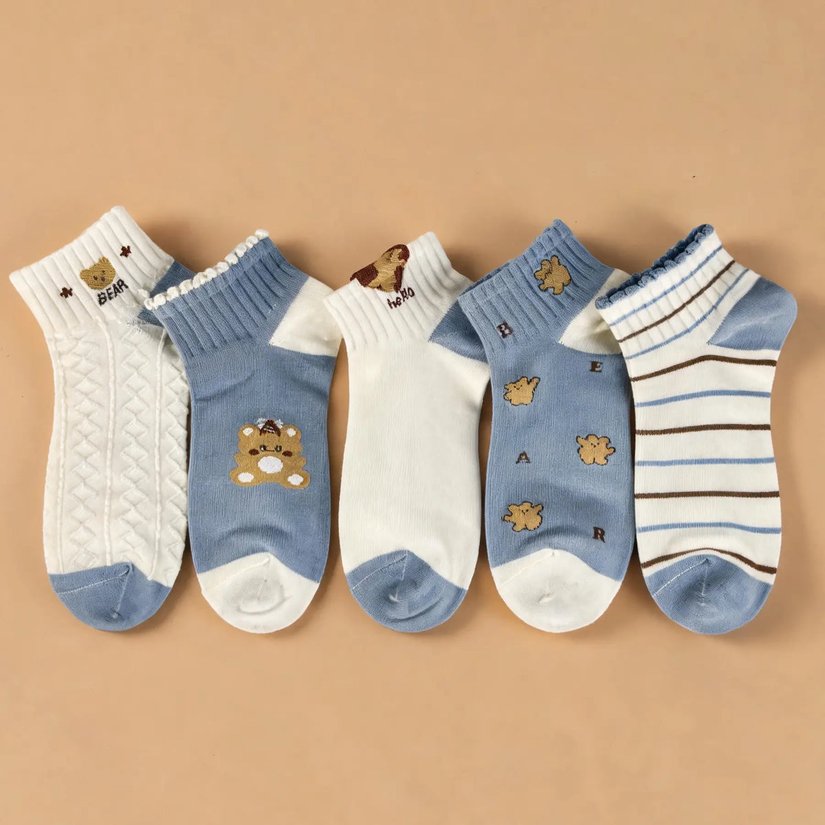 Pick Your Style-Women's Multicolor Ankle Socks(5 Pairs)-Comfortable Daily Wear-14 Designs Available