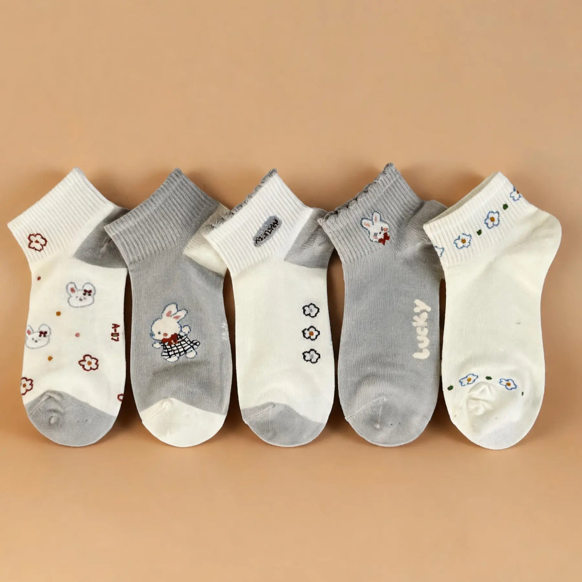 Pick Your Style-Women's Multicolor Ankle Socks(5 Pairs)-Comfortable Daily Wear-14 Designs Available