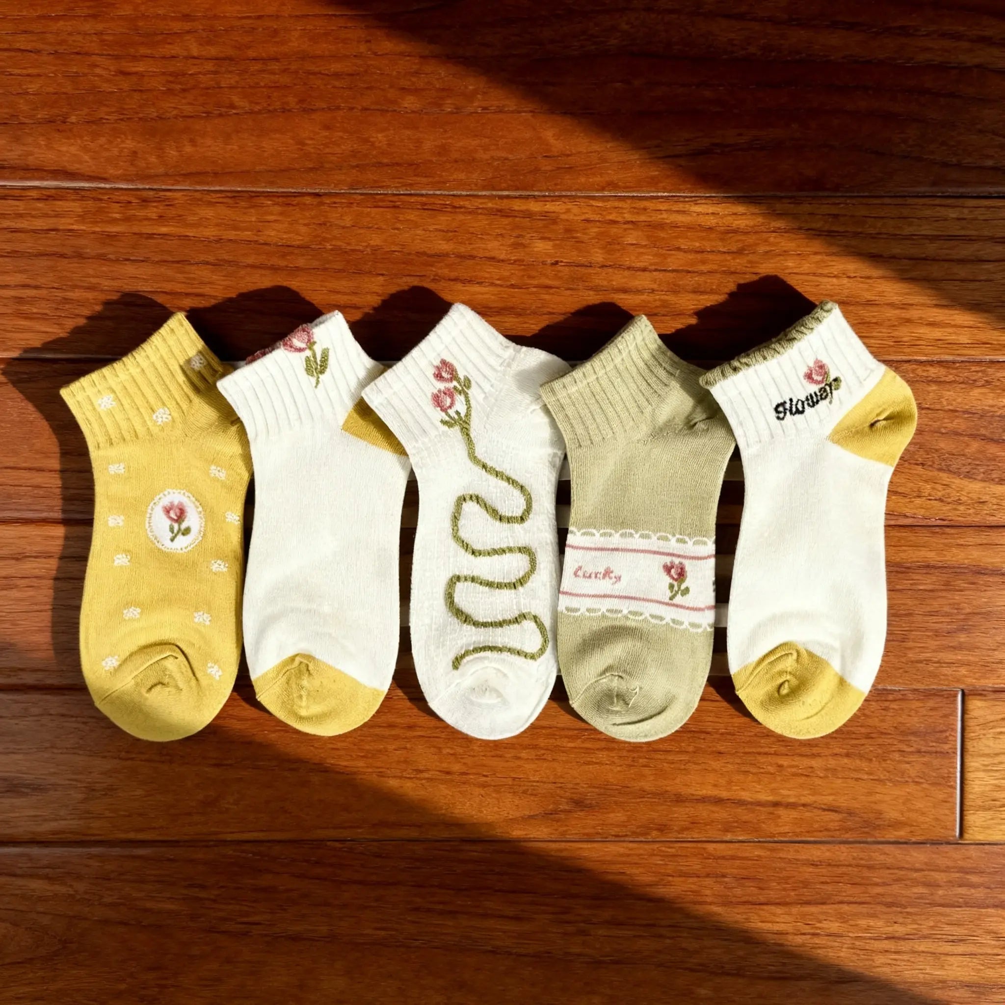 Xuancozy Women's Multicolor Ankle Socks(5 Pairs)-Comfortable Daily Wear