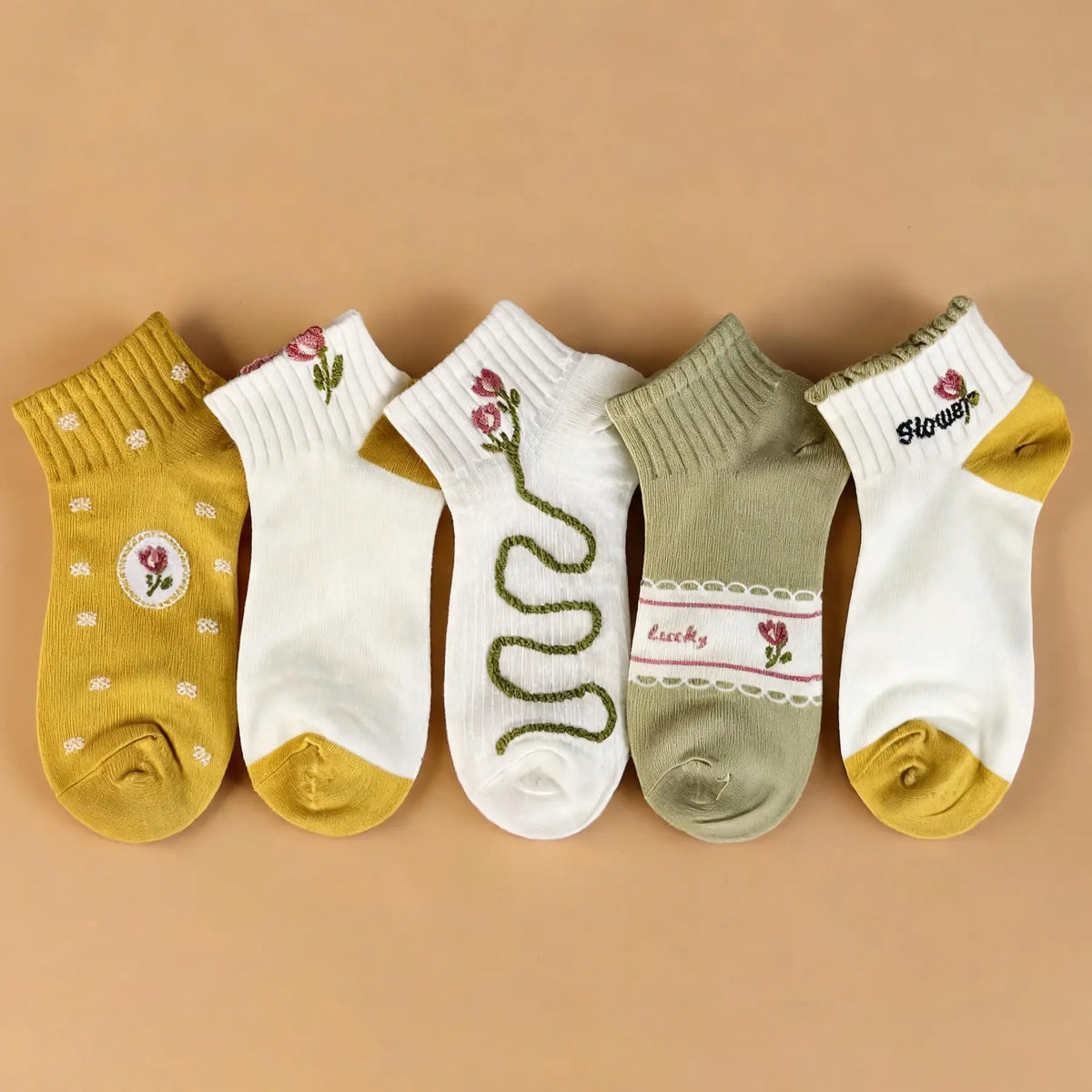 Pick Your Style-Women's Multicolor Ankle Socks(5 Pairs)-Comfortable Daily Wear-14 Designs Available