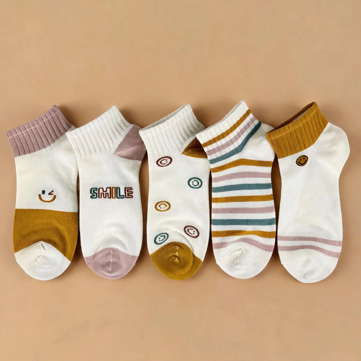 Pick Your Style-Women's Multicolor Ankle Socks(5 Pairs)-Comfortable Daily Wear-14 Designs Available