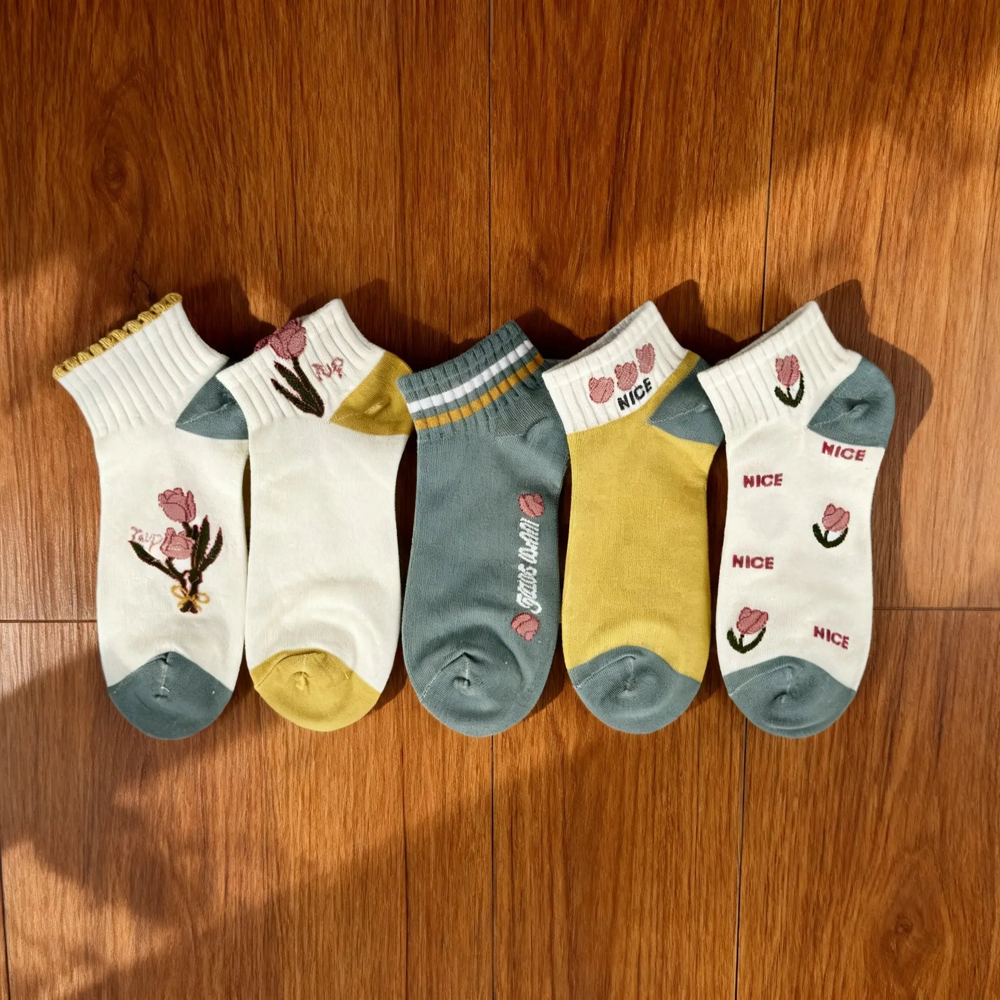Xuancozy Women's Multicolor Ankle Socks(5 Pairs)-Comfortable Daily Wear