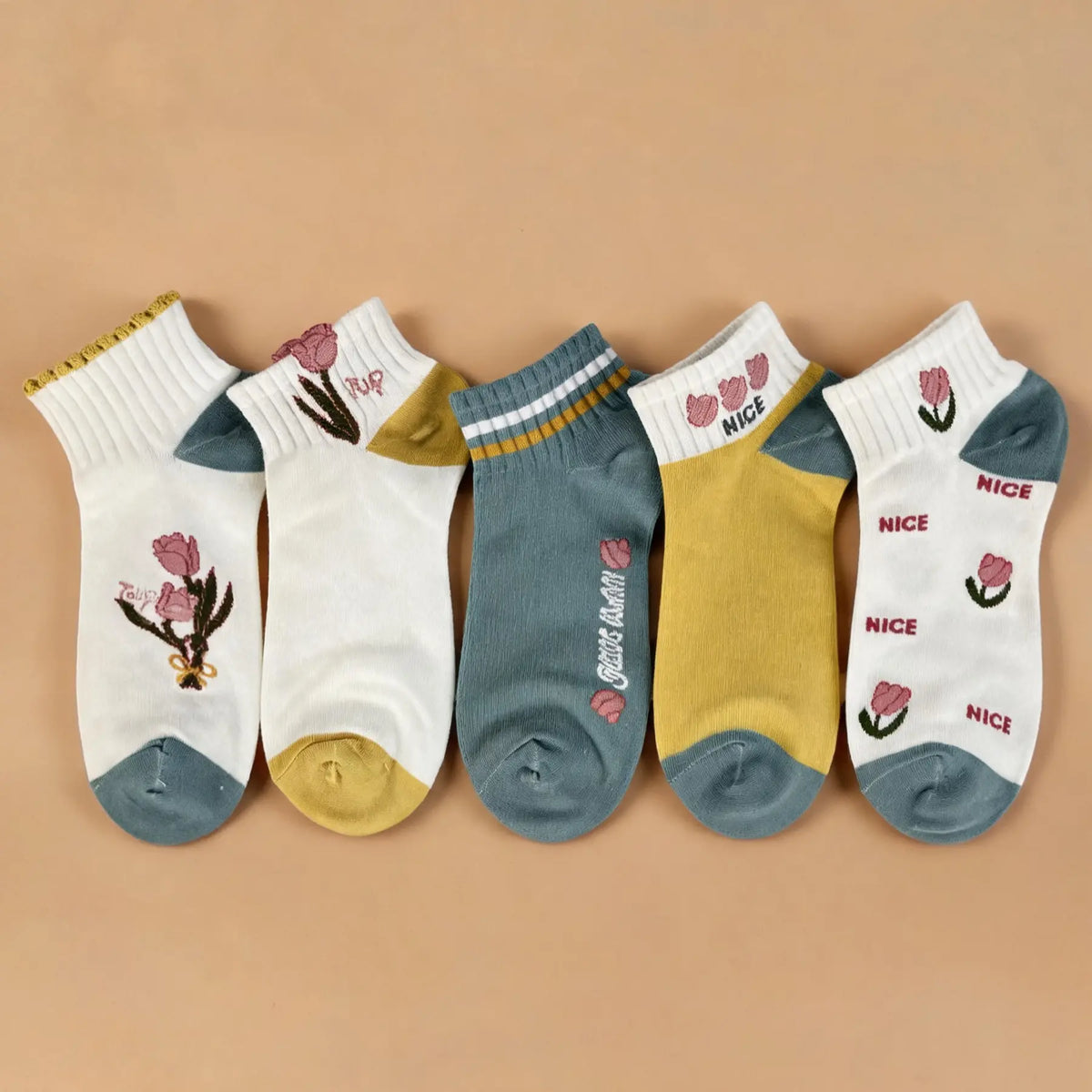 Pick Your Style-Women's Multicolor Ankle Socks(5 Pairs)-Comfortable Daily Wear-14 Designs Available