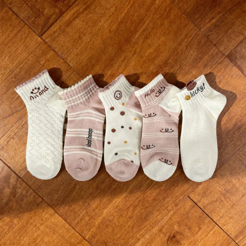 Xuancozy Women's Multicolor Ankle Socks(5 Pairs)-Comfortable Daily Wear