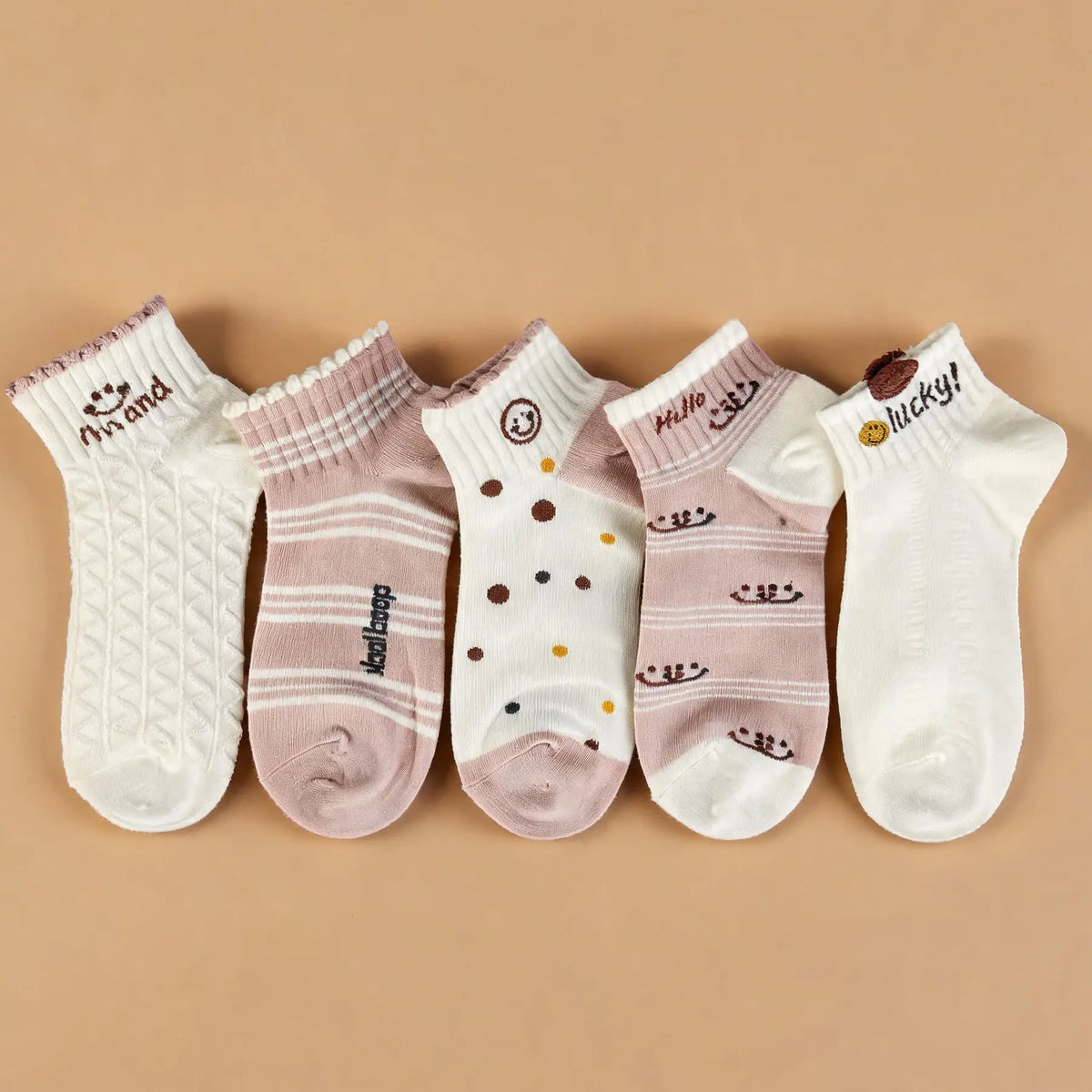 Pick Your Style-Women's Multicolor Ankle Socks(5 Pairs)-Comfortable Daily Wear-14 Designs Available