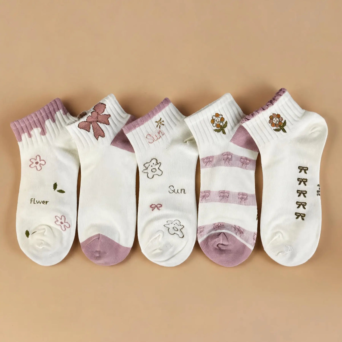 Pick Your Style-Women's Multicolor Ankle Socks(5 Pairs)-Comfortable Daily Wear-14 Designs Available