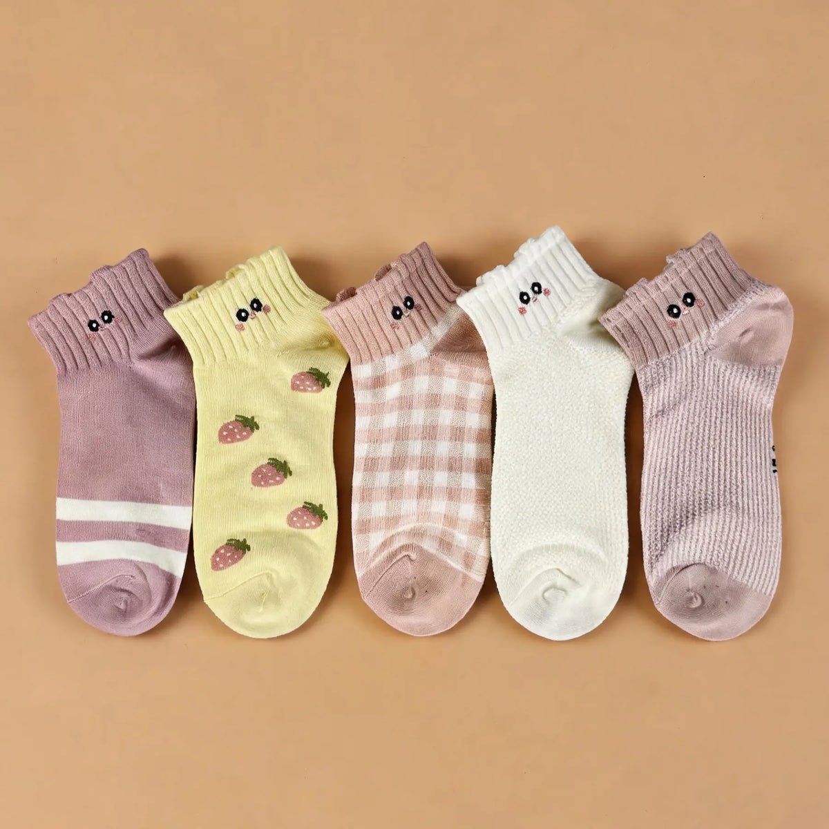 Pick Your Style-Women's Multicolor Ankle Socks(5 Pairs)-Comfortable Daily Wear-14 Designs Available