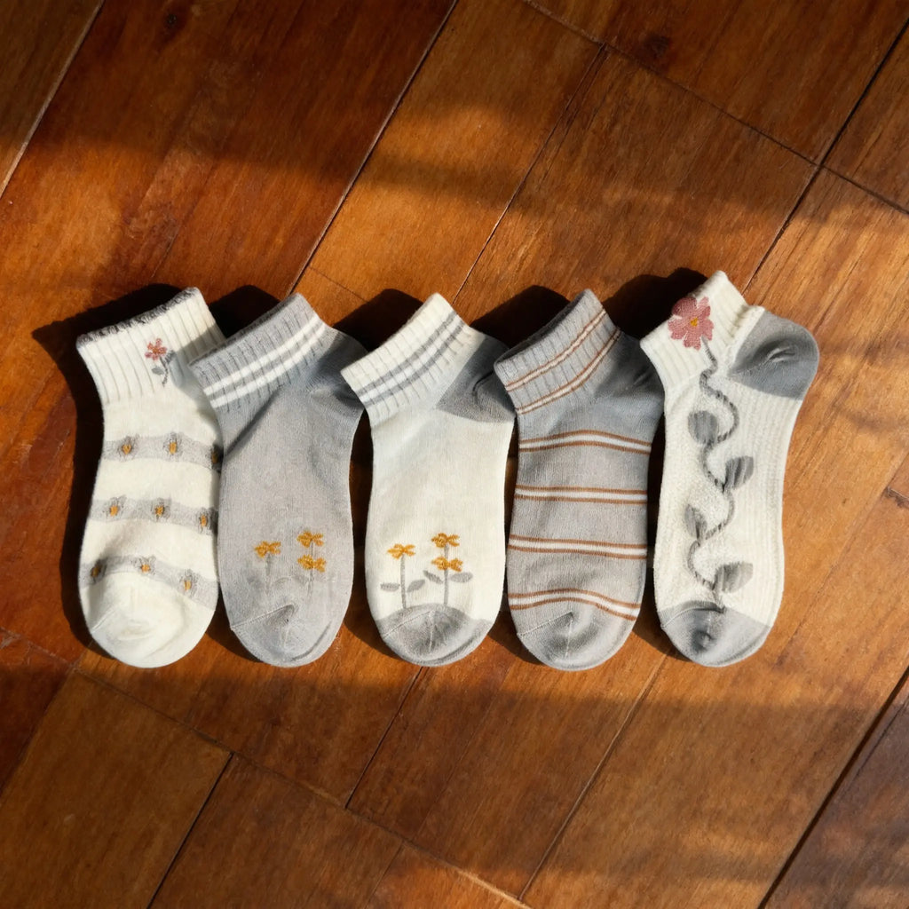 Xuancozy Women's Multicolor Ankle Socks(5 Pairs)-Comfortable Daily Wear