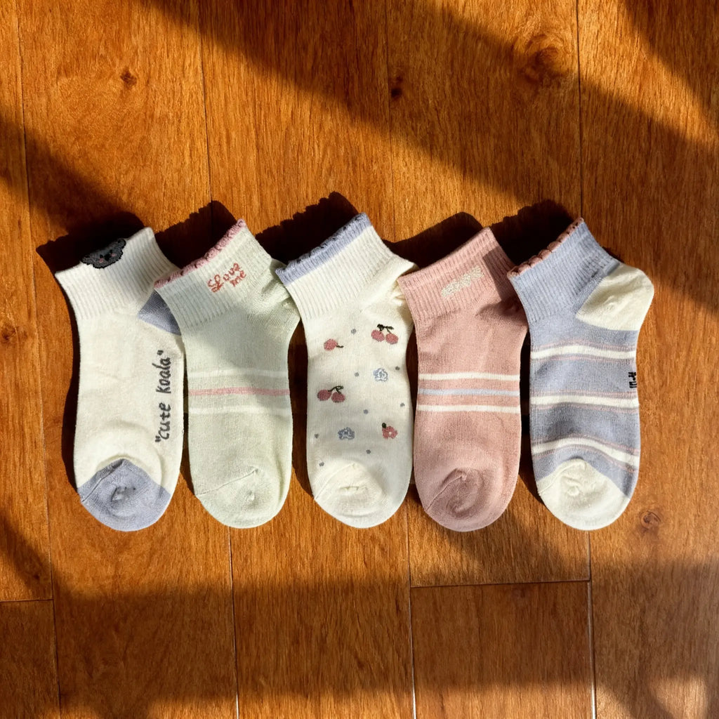 Xuancozy Women's Multicolor Ankle Socks(5 Pairs)-Comfortable Daily Wear
