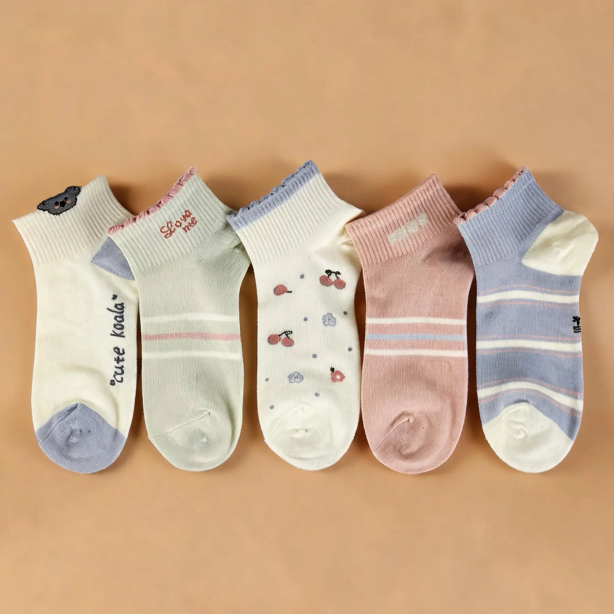 Pick Your Style-Women's Multicolor Ankle Socks(5 Pairs)-Comfortable Daily Wear-14 Designs Available