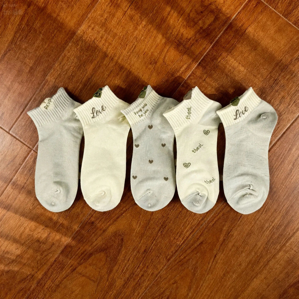 Xuancozy Women's Pastel Ankle Socks(5 Pairs)-Comfortable Daily Wear