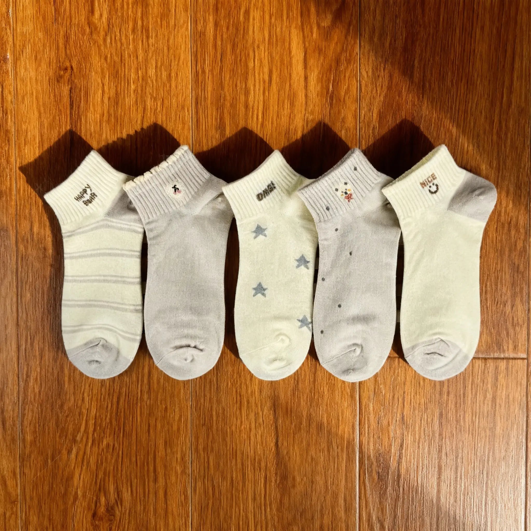Xuancozy Women's Pastel Ankle Socks(5 Pairs)-Comfortable Daily Wear