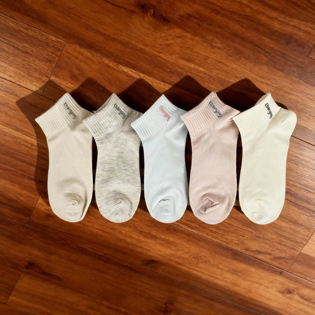 Xuancozy Women's Minimalist Ankle Socks(5 Pairs)-Comfortable Daily Wear