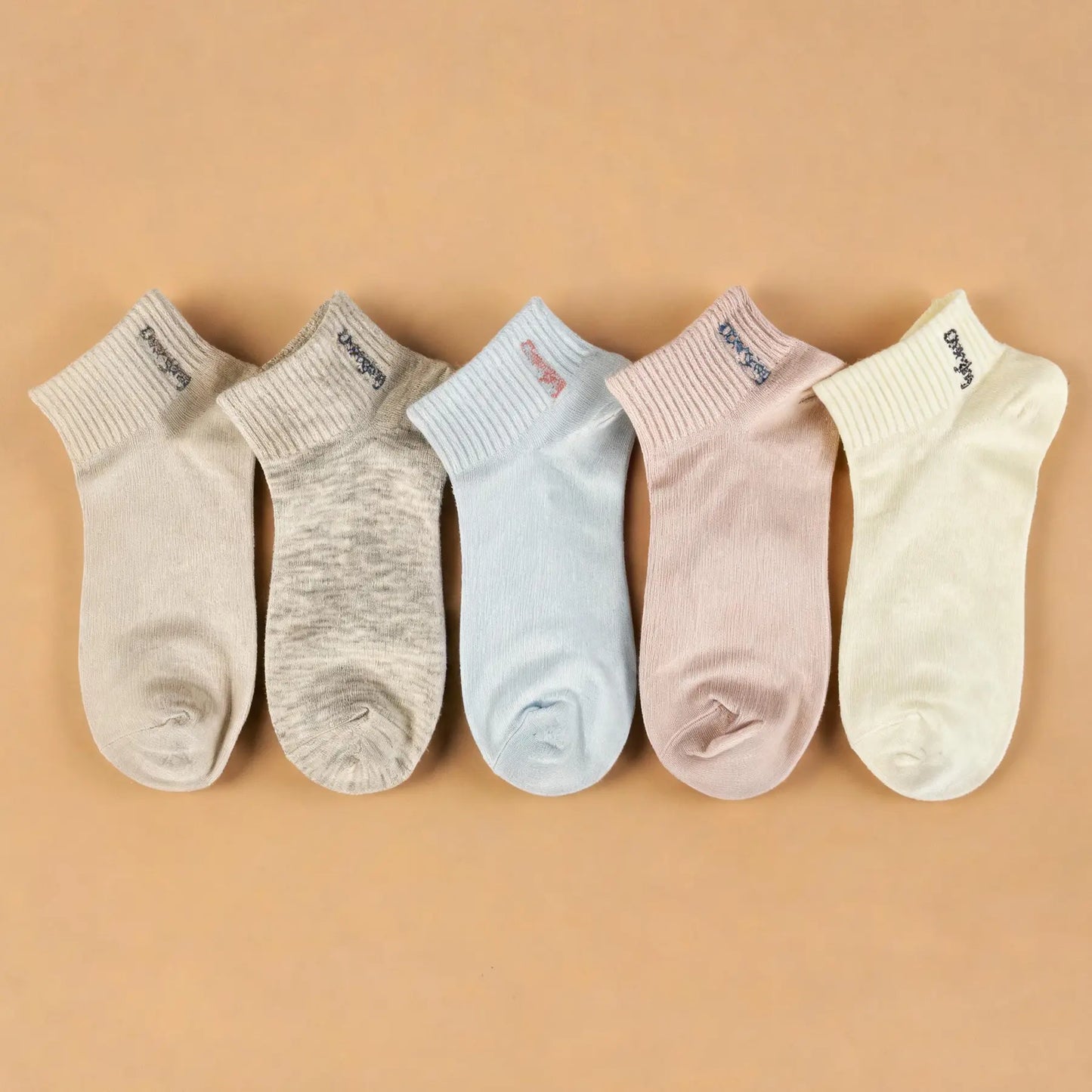 Xuancozy Women's Minimal Floral Ankle Socks(5 Pairs)-Comfortable Daily Wear-10 Designs Available