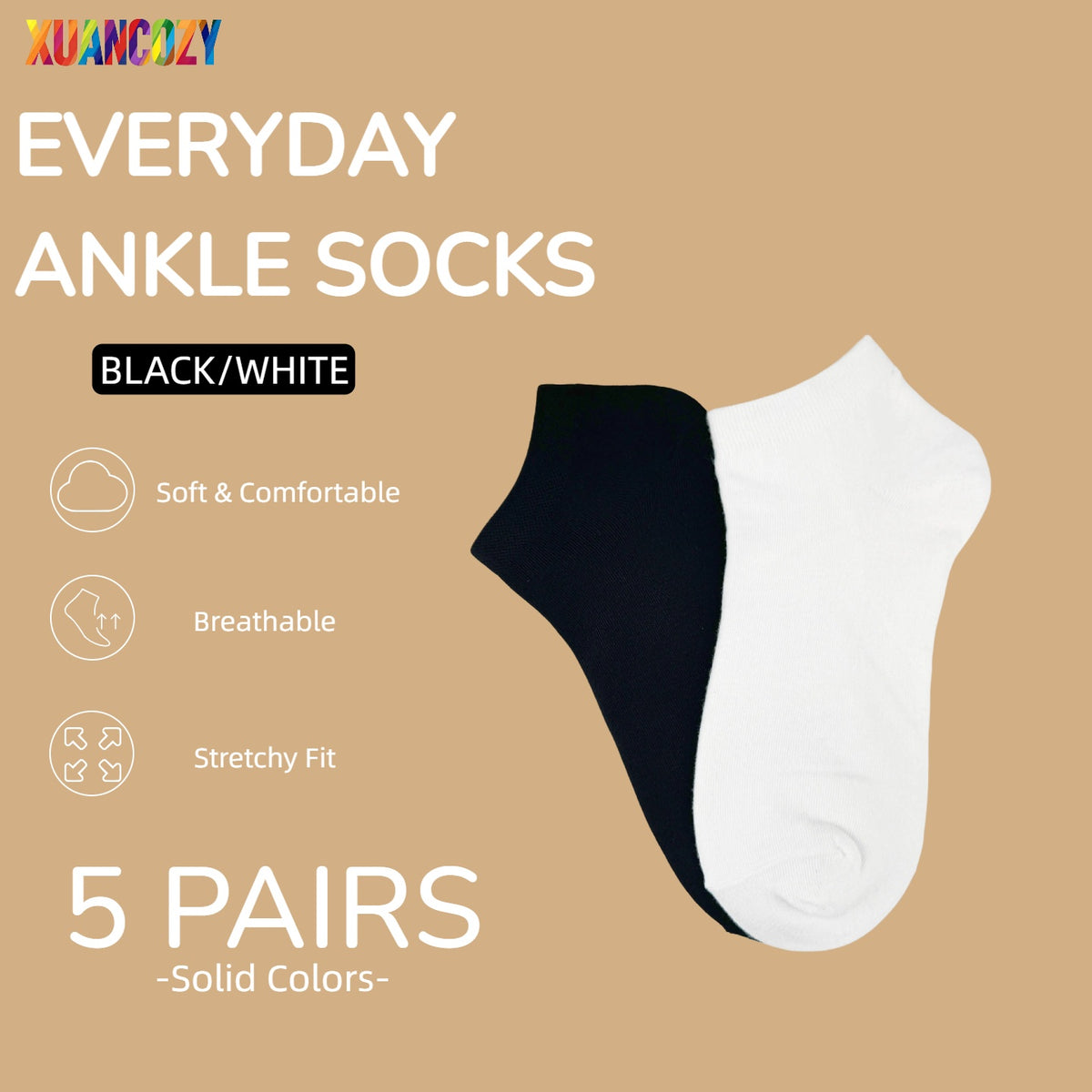 Pick Your Style-Women's Low Ankle Socks(10 pairs)-Comfortable Daily Wear-White/Black available